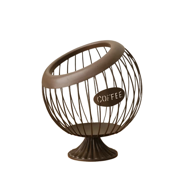 Elosung Brown Elegant Metal Coffee Capsule Storage Basket Multifunctional Fruit And Snack Holder For Modern Home Decor Racks & Holders