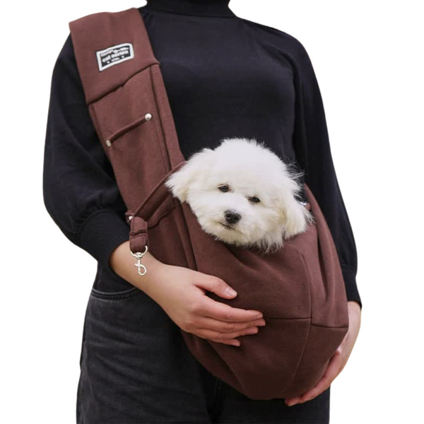 Elosung Brown Pet Sling Carrier Bag Comfortable And Hands Free Design Pet Transport