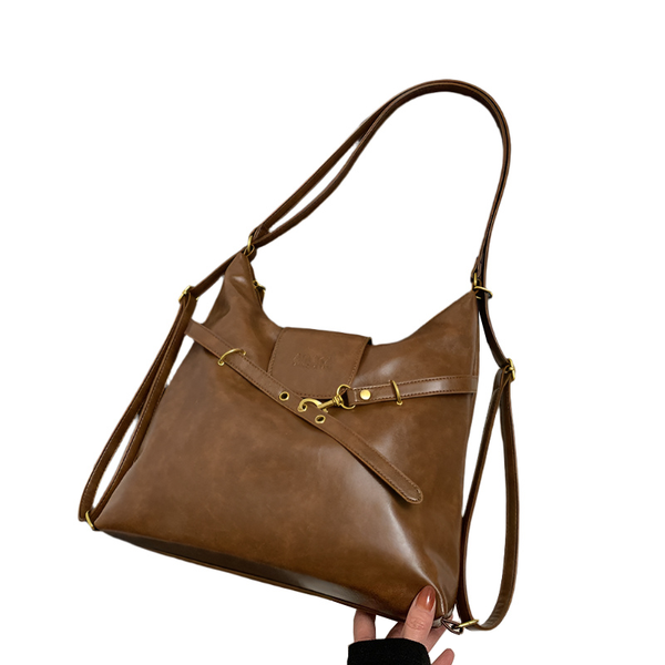 Brown Elegant Faux Leather Shoulder Bag With Strap Women's Bags & Handbags