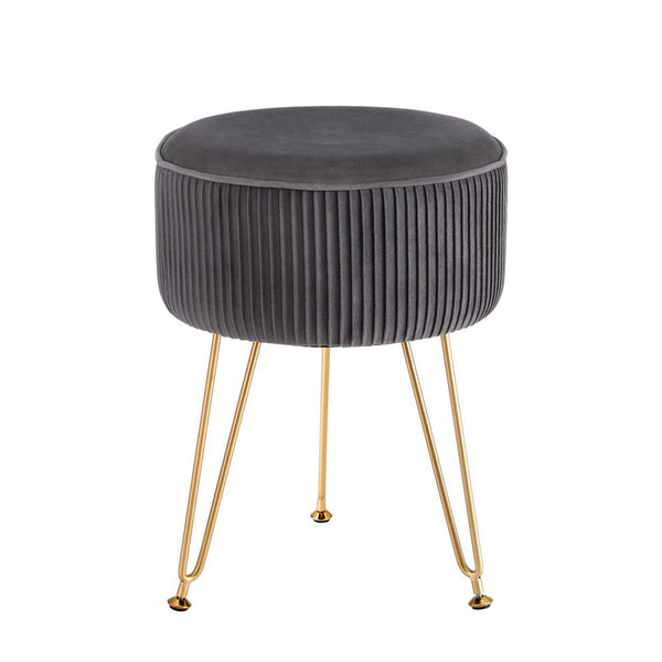 Velvet Ottoman Footstool With Mdf Frame And Metal Legs For Home Furniture Grey Ottomans Footstools & Poufs