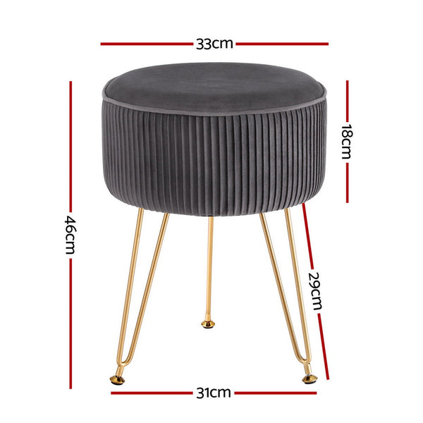 Velvet Ottoman Footstool With Mdf Frame And Metal Legs For Home Furniture Grey Ottomans Footstools & Poufs