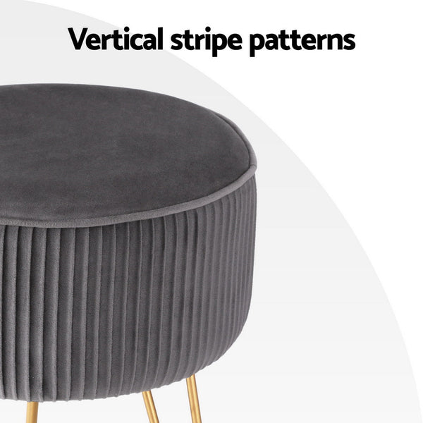 Velvet Ottoman Footstool With Mdf Frame And Metal Legs For Home Furniture Grey Ottomans Footstools & Poufs