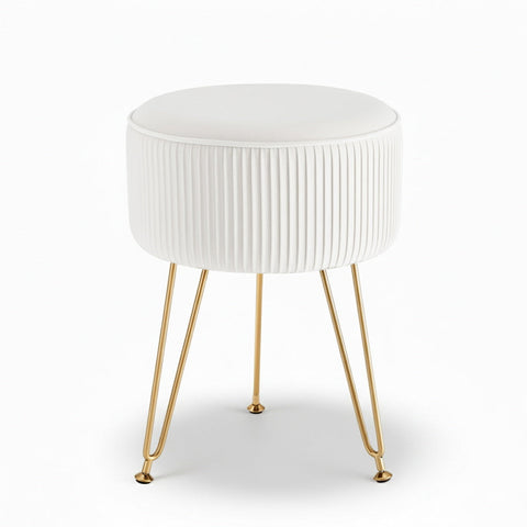 Artiss Ottoman Foot Stool Vanity Velvet Round White Ottomans Footstools & Poufs