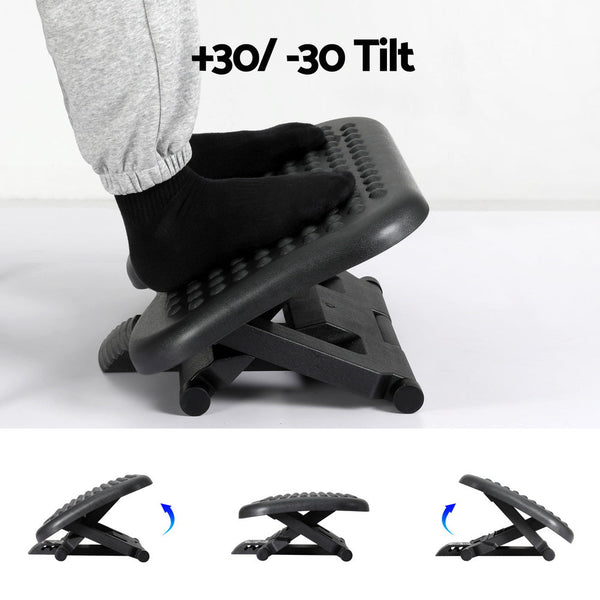 Artiss Foot Rest Stool Office Under Desk Angle Adjustable Footrest Massage Black Ottomans Footstools & Poufs