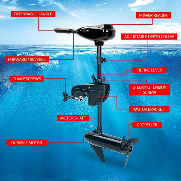 Striker 60Lbs Electric Trolling Motor Inflatable Boat Fishing Marine Outboard Engine Kayaks