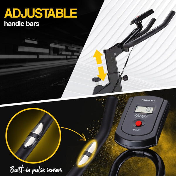 Proflex Commercial Spin Bike Flywheel Exercise Fitness Home Gym Yellow Exercise Bikes