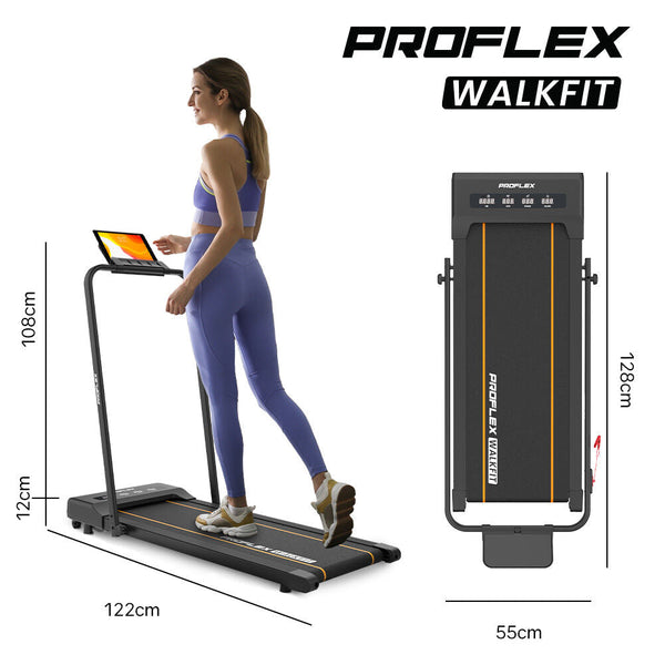 Proflex Electric Walking Pad Under Desk Treadmill Compact Foldable Size Tablet Holder Lcd Display Or Light Jog Treadmills