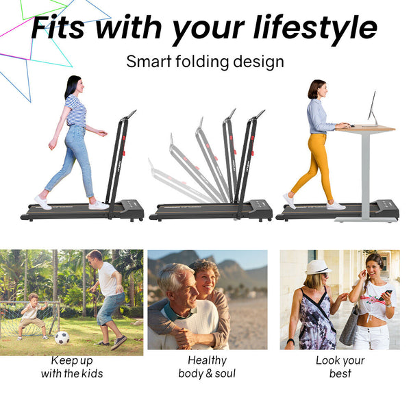 Proflex Electric Walking Pad Under Desk Treadmill Compact Foldable Size Tablet Holder Lcd Display Or Light Jog Treadmills