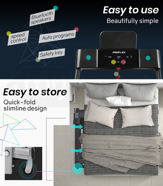 Proflex Treadmill Bluetooth Running Machine Foldable Compact Small Home Electric Treadmills