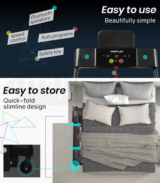 Proflex Treadmill Bluetooth Running Machine Foldable Small Compact Home Electric Treadmills