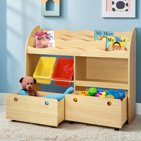 Keezi 3 Tiers Kids Bookshelf Storage Children Bookcase Toy Box Organiser Display Kids Bookshelves
