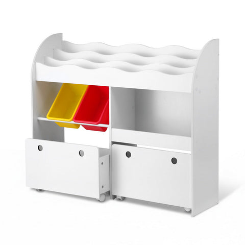 Keezi 3 Tiers Kids Bookshelf Storage Children Bookcase Toy Box Organiser Display White Kids Bookshelves