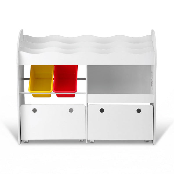 Keezi 3 Tiers Kids Bookshelf Storage Children Bookcase Toy Box Organiser Display White Kids Bookshelves