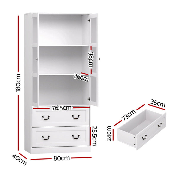 Artiss Buffet Sideboard 180Cm Hutch Storage Cabinet Kitchen Drawer Door White Sideboards & Buffets
