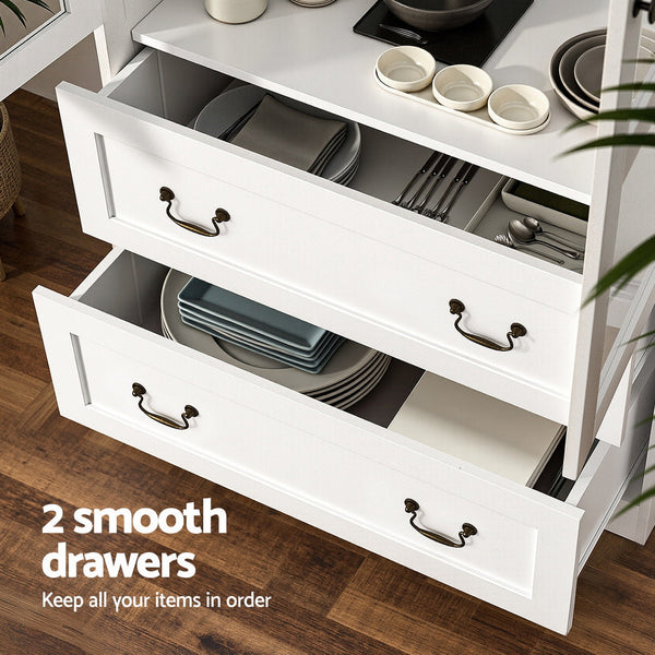 Artiss Buffet Sideboard 180Cm Hutch Storage Cabinet Kitchen Drawer Door White Sideboards & Buffets