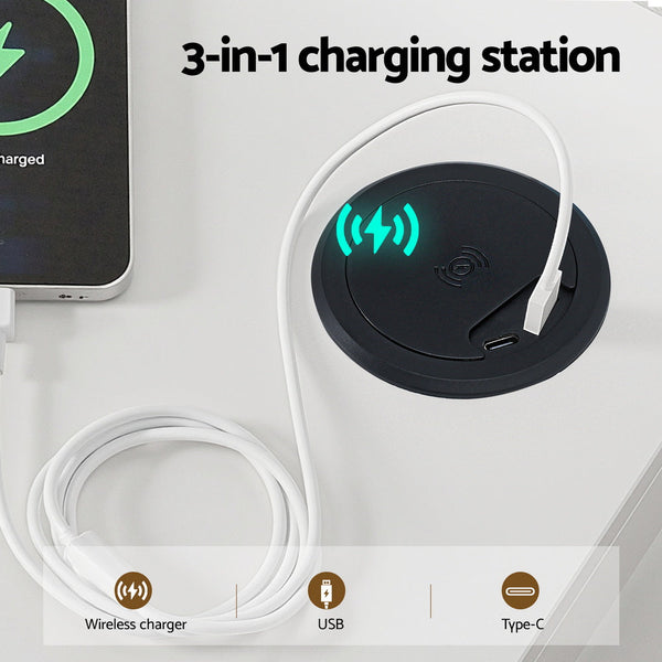 Artiss Buffet Sideboard Cabinet Led Clear Door Kitchen Storage Drawers White Sideboards & Buffets