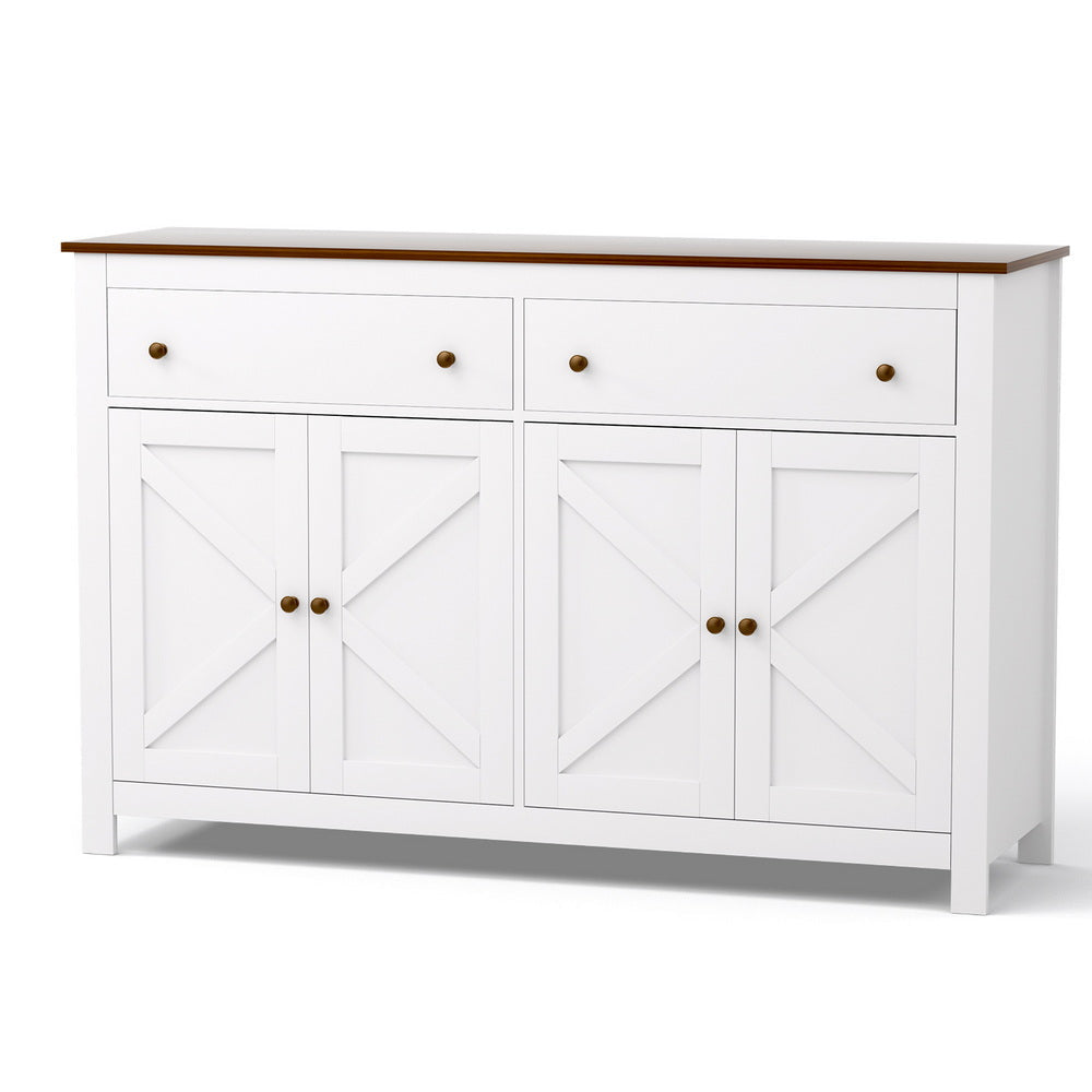 Artiss Buffet Sideboard Storage Cabinet Kitchen Cupboard 2 Drawers 140Cm White Sideboards & Buffets