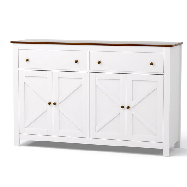 Artiss Buffet Sideboard Storage Cabinet Kitchen Cupboard 2 Drawers 140Cm White Sideboards & Buffets