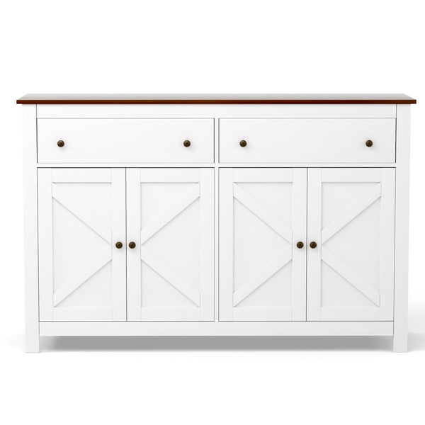 Artiss Buffet Sideboard Storage Cabinet Kitchen Cupboard 2 Drawers 140Cm White Sideboards & Buffets
