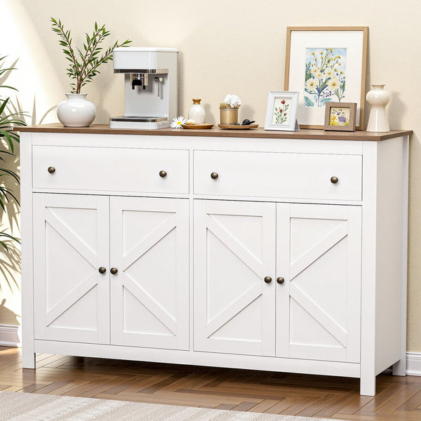 Artiss Buffet Sideboard Storage Cabinet Kitchen Cupboard 2 Drawers 140Cm White Sideboards & Buffets