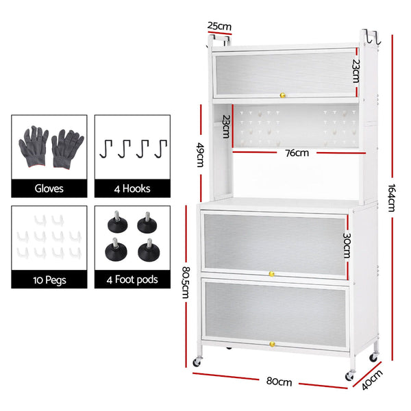 Artiss Kitchen Storage Cabinet Sideboard White 80 X 40 164 Cm Kitchen Cabinet Doors And Fronts