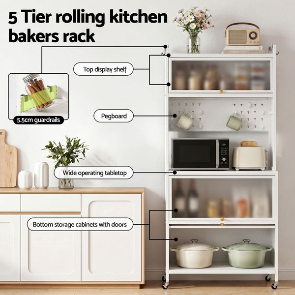 Artiss Kitchen Storage Cabinet Sideboard White 80 X 40 164 Cm Kitchen Cabinet Doors And Fronts