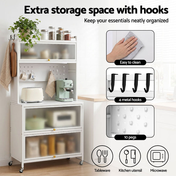Artiss Kitchen Storage Cabinet Sideboard White 80 X 40 164 Cm Kitchen Cabinet Doors And Fronts