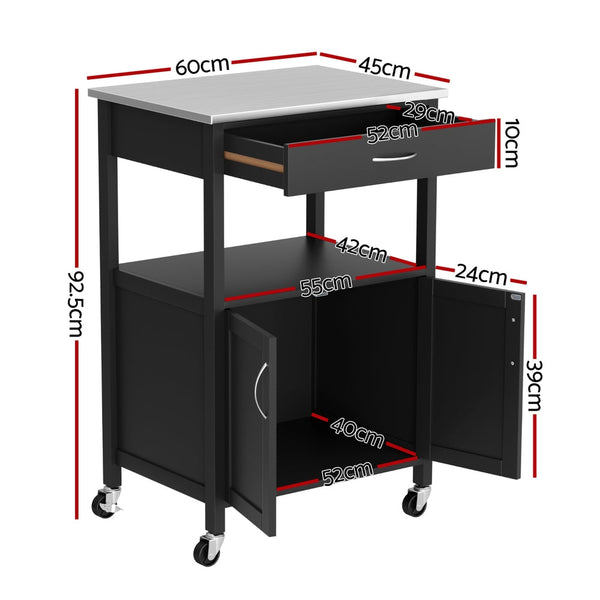 Artiss Kitchen Island Trolley Rolling Serving Cart Storage Drawer Cupboard 60Cm Kitchen Carts