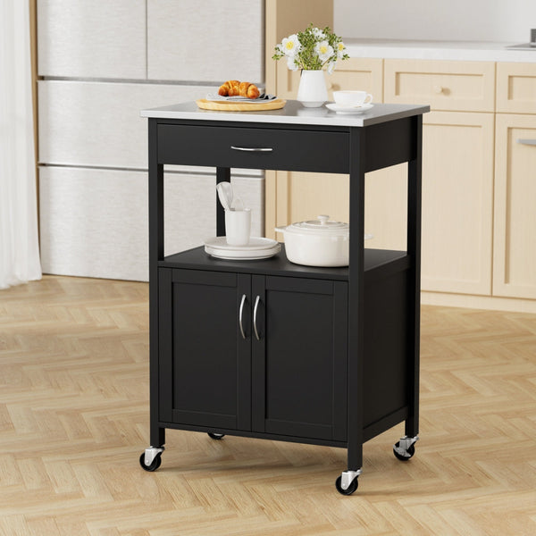 Artiss Kitchen Island Trolley Rolling Serving Cart Storage Drawer Cupboard 60Cm Kitchen Carts