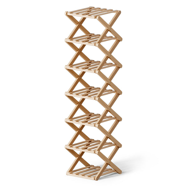 Artiss 7 Tier Bamboo Foldable Shoe Rack Organizer Entryway Shoe Racks