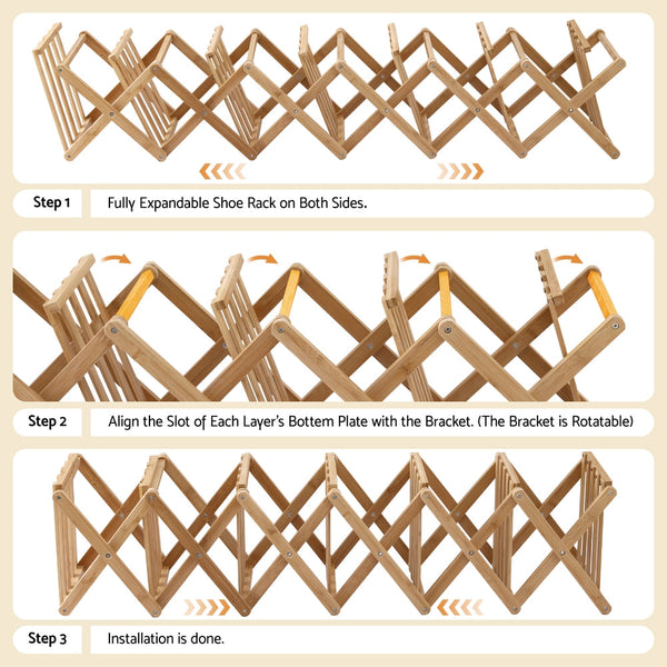 Artiss 7 Tier Bamboo Foldable Shoe Rack Organizer Entryway Shoe Racks