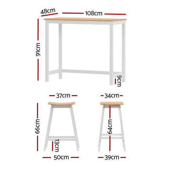Artiss Bar Table And Stools Set Dining Desk Solid Wood Kitchen Chairs Cafe Pub Bar Tables