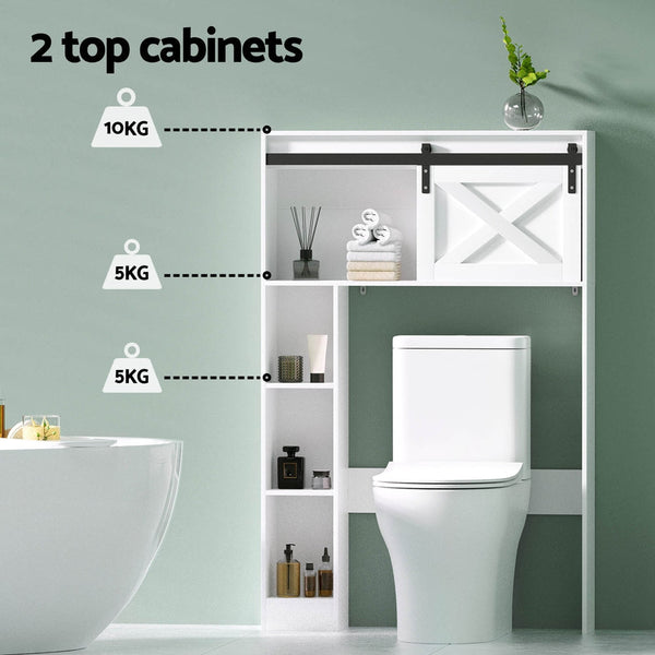 Artiss Bathroom Cabinet Over The Toilet Storage Organiser Laundry Shelf 128Cm Bathroom Cabinets