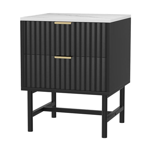Artiss Bedside Table 2 Drawers Black Bedside Tables