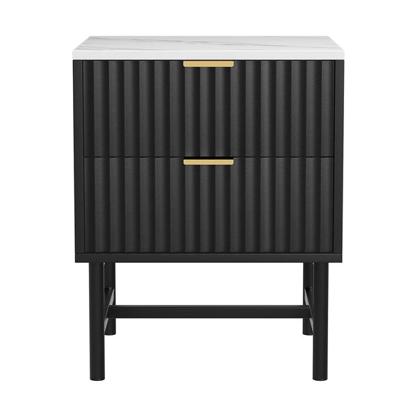 Artiss Bedside Table 2 Drawers Black Bedside Tables
