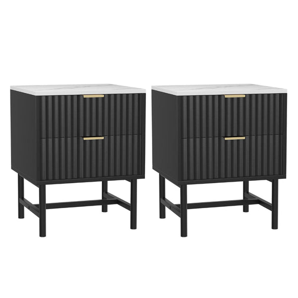 Artiss 2X Bedside Table Drawers Black Bedside Tables