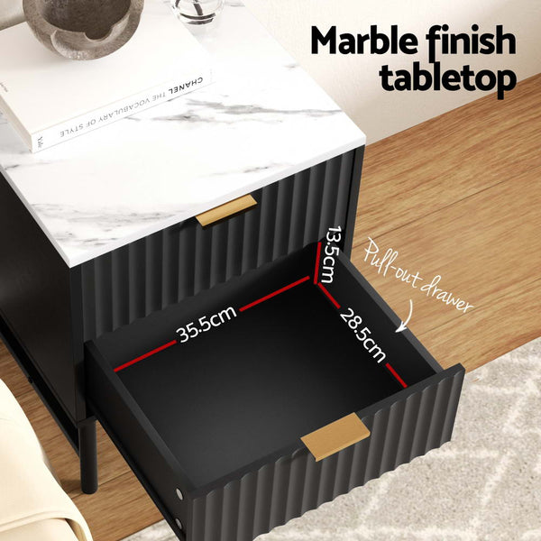 Artiss 2X Bedside Table Drawers Black Bedside Tables