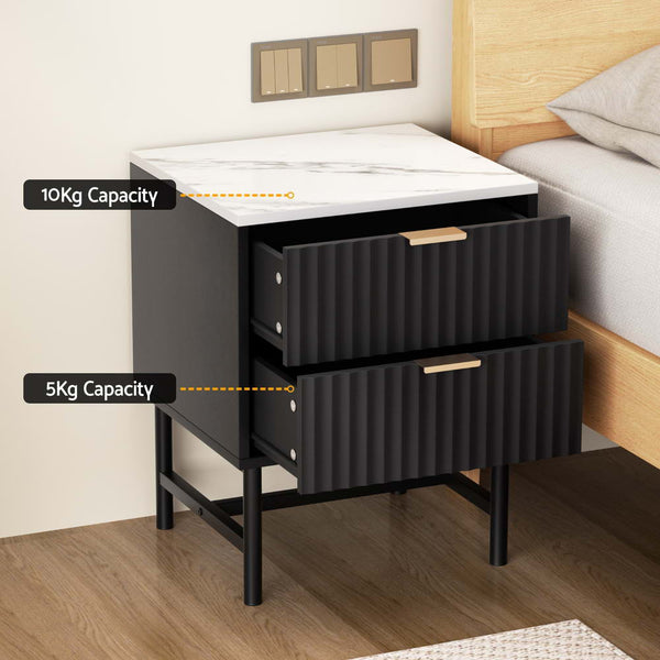 Artiss 2X Bedside Table Drawers Black Bedside Tables