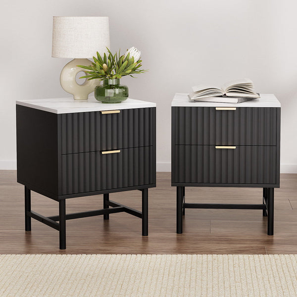 Artiss 2X Bedside Table Drawers Black Bedside Tables