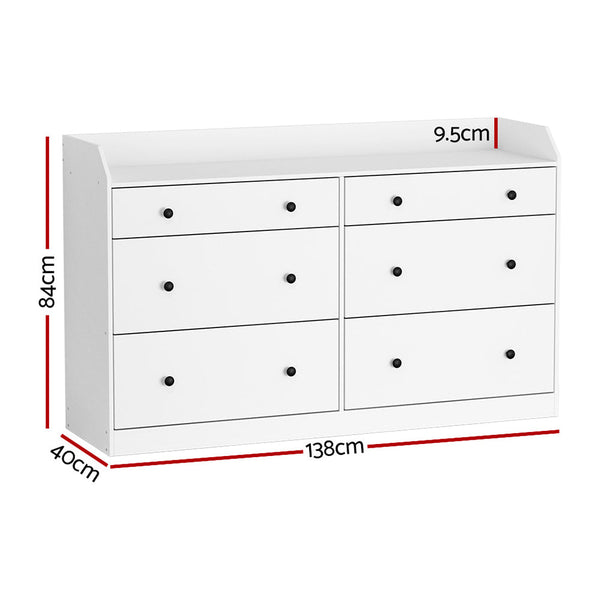 Artiss 6 Chest Of Drawers Pete White Dressers & Chests Of Drawers