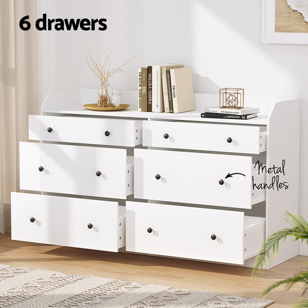 Artiss 6 Chest Of Drawers Pete White Dressers & Chests Of Drawers