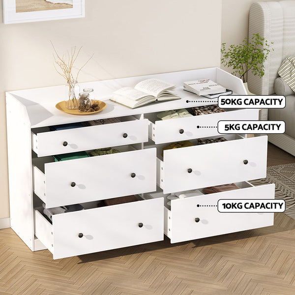 Artiss 6 Chest Of Drawers Pete White Dressers & Chests Of Drawers