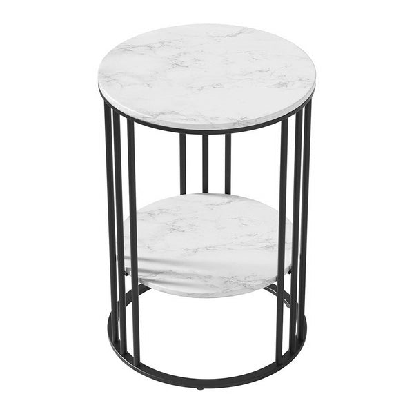 Artiss Coffee Table 2 Tier Round Marble Effect Coffee Tables