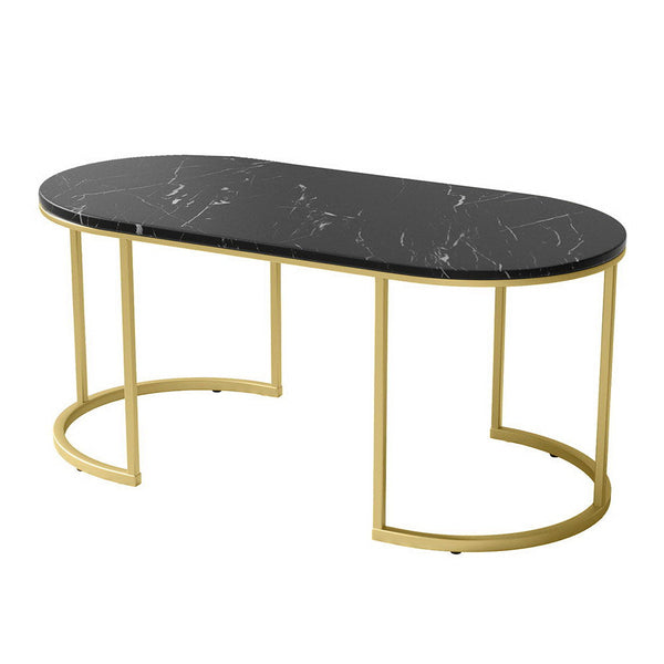 Artiss Coffee Table Marble Effect Black Coffee Tables