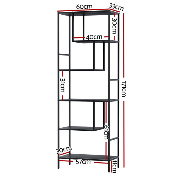 Bookshelves Artiss Bookshelf 5 Tiers Rhys Black