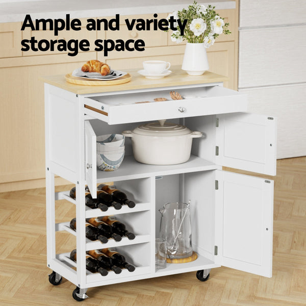Artiss Kitchen Island Trolley Rolling Serving Cart Storage Cart Drawer Cupboard Kitchen Carts