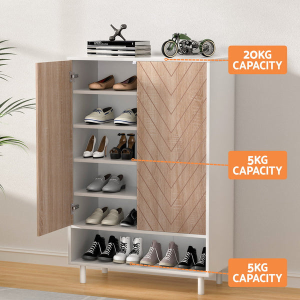 Artiss Shoe Rack Cabinet 24 Pairs 6 Tier White Shoe Racks