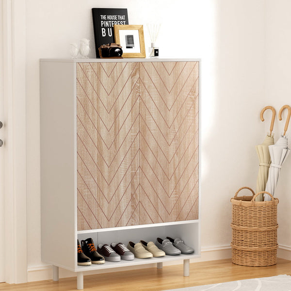 Artiss Shoe Rack Cabinet 24 Pairs 6 Tier White Shoe Racks