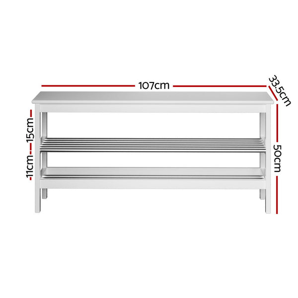 Shoe Racks Artiss Shoe Rack Cabinet Bamboo Bench 10 Paris White