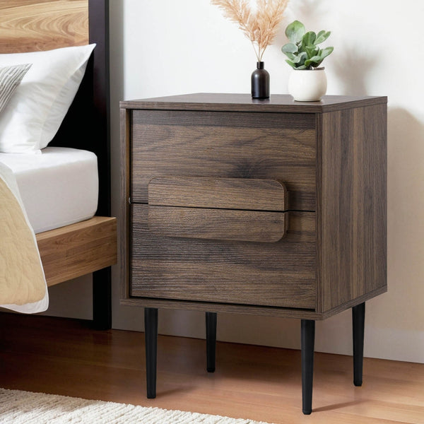 Artiss Bedside Table Nightstand 2 Drawers Walnut Bedside Tables